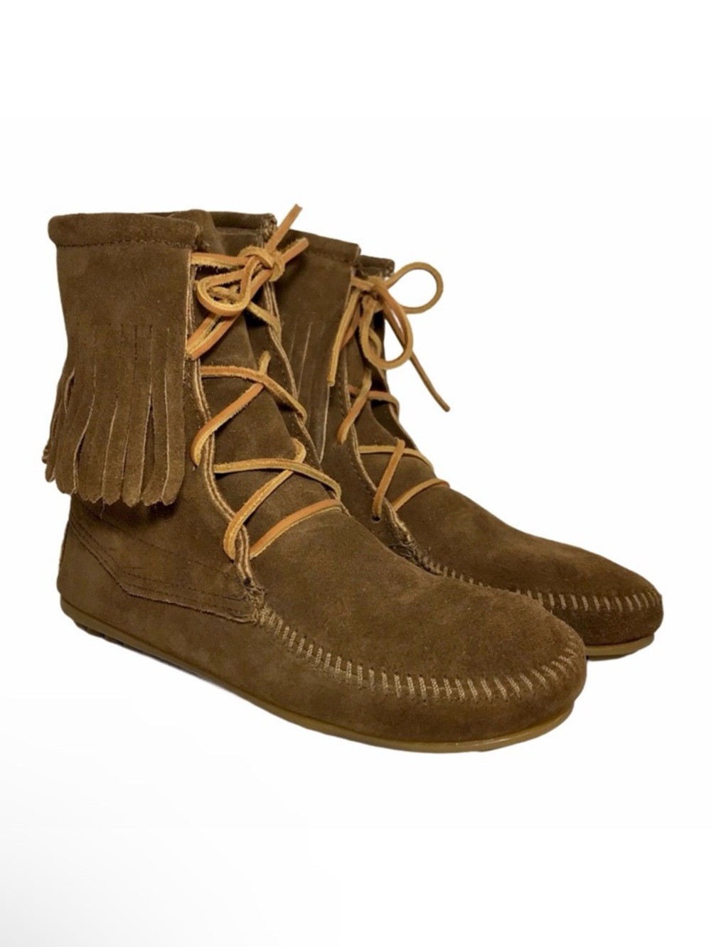 MINNETONKA Tramper Suede Fringe High Ankle Boots